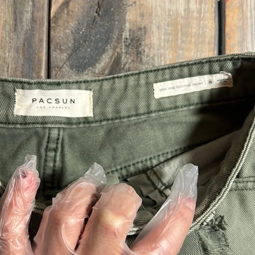 Pacsun Size 26 Shorts Womens High Rise Festival Sage Green Distressed. Size 26 - Picture 5 of 5